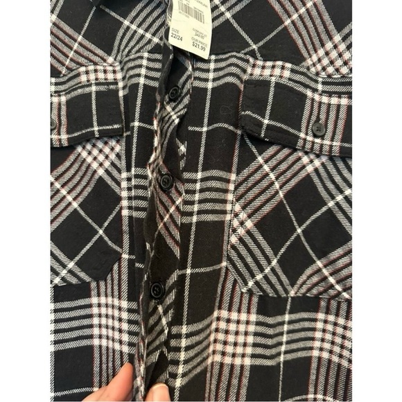 Plus Size 22/24 Black Plaid Button Front Tunic Shirt Longline Flannel - Picture 7 of 8